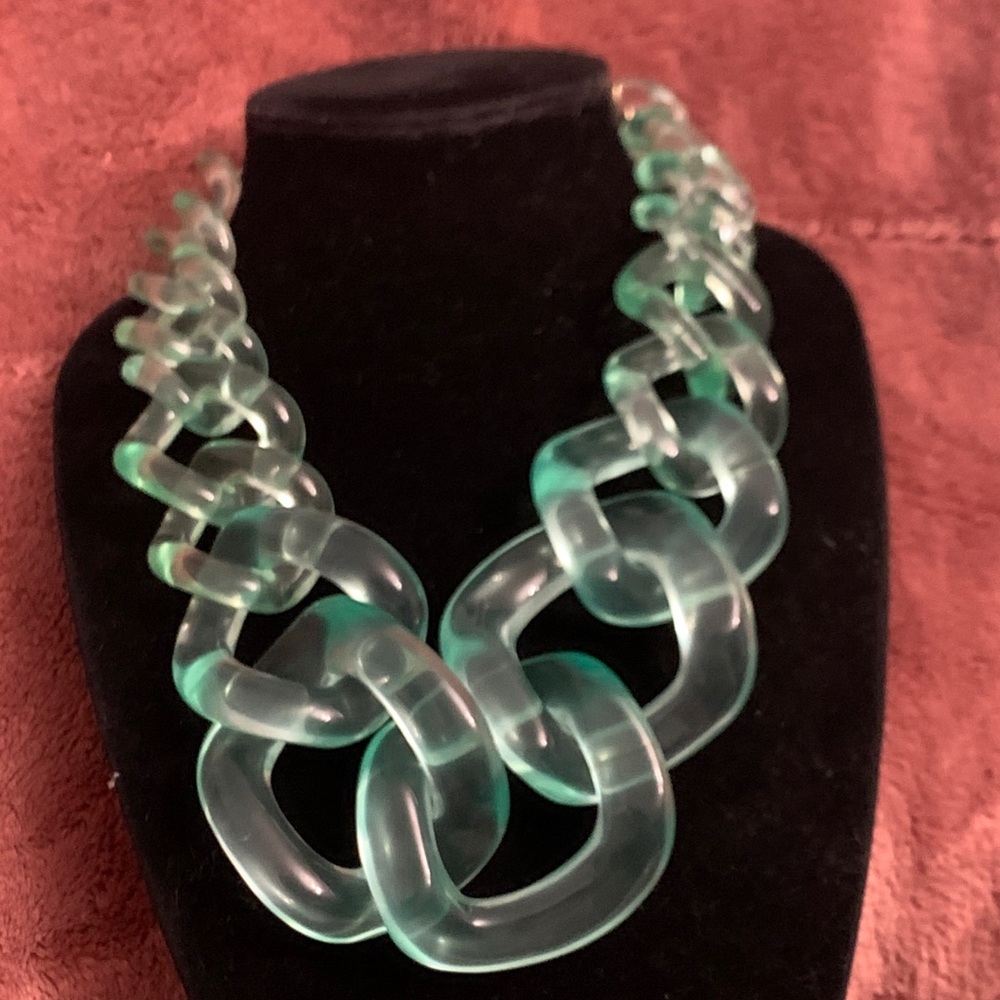 Chic Translucent Green Lucite Looping Statement N… - image 1